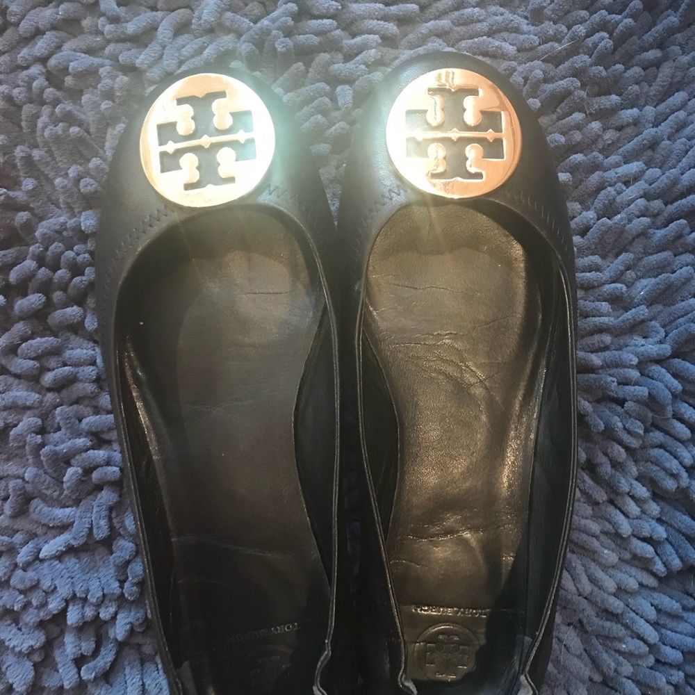 Tory Burch w/Yellow Gold Hardware Black Flats